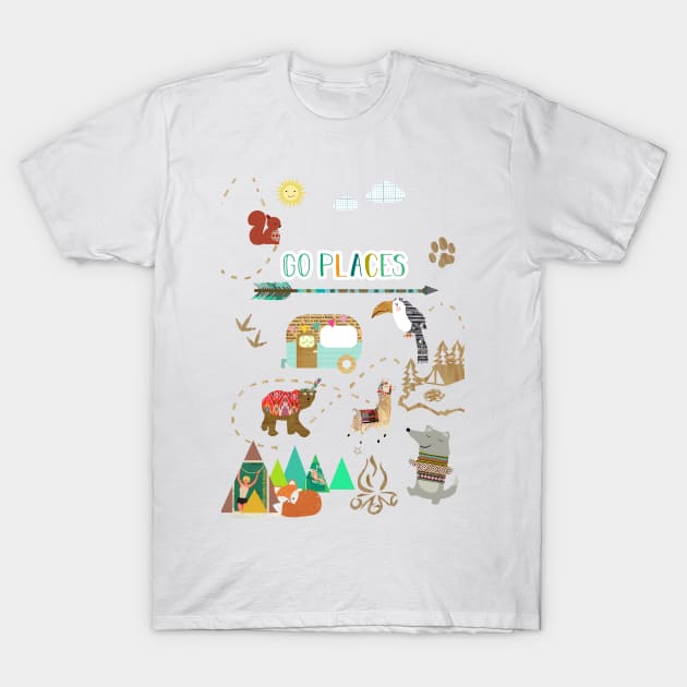 Go Places Kids Collage T-Shirt by GreenNest